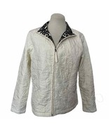 Onque Casuals Off White Zip-up Front Quilted Jacket Women&#39;s Size S - £18.68 GBP