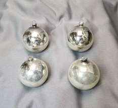 Ball Christmas Ornaments Mercury Glass Silver 2&quot; Mid-Century Xmas Japan Set of 4 - $19.80