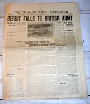 Wabash, IN Daily Times-Star, October 10, 1918 - Beruit Falls to British ... - £15.44 GBP