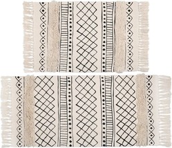 Topotdor Tufted Cotton Area Rug 2 Pieces,Hand, 2&#39; X 3&#39;+ 2&#39; X 4&#39;, White Skyline - £42.13 GBP