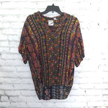 Xinqu Button Up Shirt Womens XS Floral Boxy Oversize Rayon Abstract 90&#39;s... - $24.99