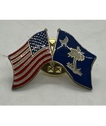 USA United States America &amp; SC South Carolina State Flag Lapel Pin PinBack - $187.97 MXN