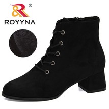 ROYYNA 2020 New Arrival Autumn Winter Boots Ladies Ankle Boots Heels Shoes Woman - £56.33 GBP