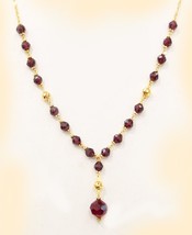 18K solid gold natural Garnet / Singapore twist necklace 20&quot; - £282.52 GBP