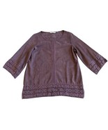 Soft Surroundings Susina Suede Feel Lace Trim Tunic Top Shirt Blouse Siz... - $52.81 CAD