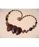 INDIA AGATE OVERLAPPING TEARDROP, GOLDEN PEARLS BEADED NECKLACE  &amp; EARRINGS - $15.88