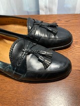 Johnston Murphy Loafer Mens 12 Black Leather Tassel Italy Preppy Dress Shoe - £27.40 GBP