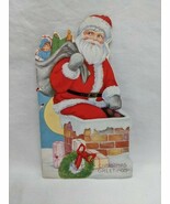 *Damaged* Vintage Santa Clause Diecut  Christmas Gretting Card With Story - $13.86