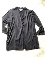Winter Silks Black Open Front Cardigan Long Sleeve Black Knit Size Large - £41.45 GBP