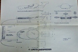 Star Wars Luke&#39;s Landspeeder Set Design Blueprint Vtg 20th Century Fox - $20.00