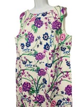 Talbots Dress Size 16 Plus Sateen Botanical Floral Garden Sheath Petite - £66.48 GBP