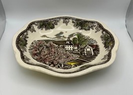 Johnson Brothers FRIENDLY VILLAGE 10 7/8&quot; Scalloped Serving Bowl Made in England - £46.85 GBP
