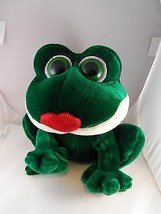 Russ Berrie Smooches Frog Velvety Plush Green Animated Kissing Sounds 11&quot; - £11.60 GBP