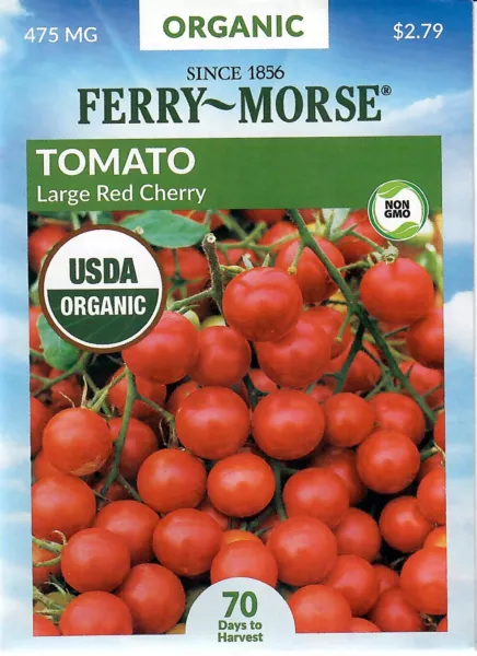 Tomato Large Red Cherry Organic Vegetable Seeds - Ferry Morse Non-Gmo 12/24 Fres - $9.20