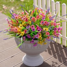 Artificial Faux Outdoor Plants Flowers For Spring Summer Decoration, 12 ... - $30.99
