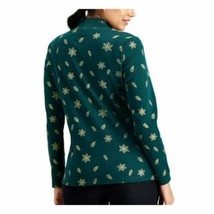 $15 Karen Scott Stretch Metallic Embroidered Mock Neck Top Green Size Small - £4.38 GBP