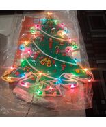 16in Vintage Christmas Tree Lights Up Window Wall Hanger Plastic Decorat... - $22.87