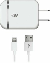 NEW Just Wireless Dual USB AC 17 Watt Wall Charger 5ft Cable White for iPhone - £6.60 GBP