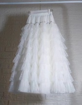 WHITE Tulle Maxi Skirt Women Custom Plus Size Layered Tulle Skirts image 7