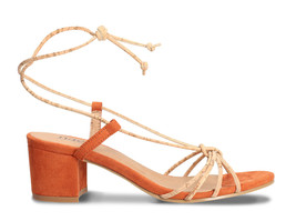 Sandalia vegana de tacón anudadas al tobillo con cordones y corte tipo g... - $114.71