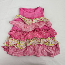 Gymboree 6-12 Dress Ruffle Tier Vintage 2011 Plaid Flower Snail Pink Baby Girl - £13.44 GBP