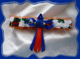Florida Gators Orange Organza Albert Fabric Flower Wedding Garter Toss  - £9.99 GBP