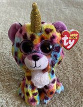 NEW Ty Silk Beanie Boo GISELLE 6” Purple Tie Dye Gold Unicorn Leopard Plush Toy - £6.58 GBP
