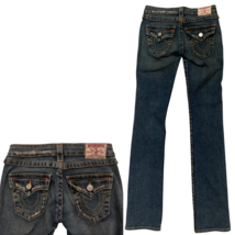 True Religion Jeans Women Billy Size 28 Dark Blue Denim Straightcut Made In USA - £13.91 GBP