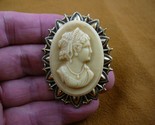 (CM91-9) STYLIZED ROMAN woman with crown off white CAMEO Pin Pendant Jew... - $33.65