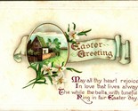 Unsigned Ellen Clapsaddle Easter Greetings Flowers Scroll 1915 DB Postca... - $5.89