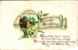 Unsigned Ellen Clapsaddle Easter Greetings Flowers Scroll 1915 DB Postcard E4 - £4.60 GBP