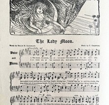 The Lady Moon Sheet Music 1892 Victorian Voice And Piano Ephemera DWY10A - $457.13 MXN
