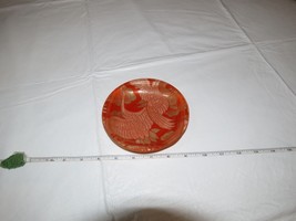 Arita Vintage RARE orange bird peacock bowl dish rice side gold Japan br... - $102.95