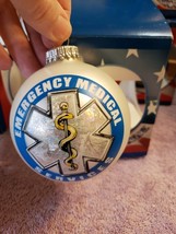 Krebs Round Glass Christmas Ornament Emergency Medical Services Staff of Hermes - $15.83