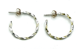 Rhodium Plated Twisted Hoop Earrings - £10.85 GBP
