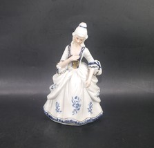 Dresden-style porcelain bisque figurine of woman in period Victorian dress. - £60.11 GBP