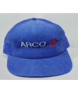 Vintage ARCO Blue Corduroy Trucker Hat Cap Snapback Mesh Universal Indus... - $275.38 MXN