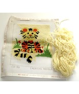 Hand Painted Needlepoint Canvas Started Tiger Design 12&quot; X 14&quot;  with Yar... - £11.79 GBP