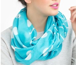 AQUA Dot Infinity Fashion Scarf 100% Polyester 26&quot; Width x 62&quot; Around NWT - £7.56 GBP