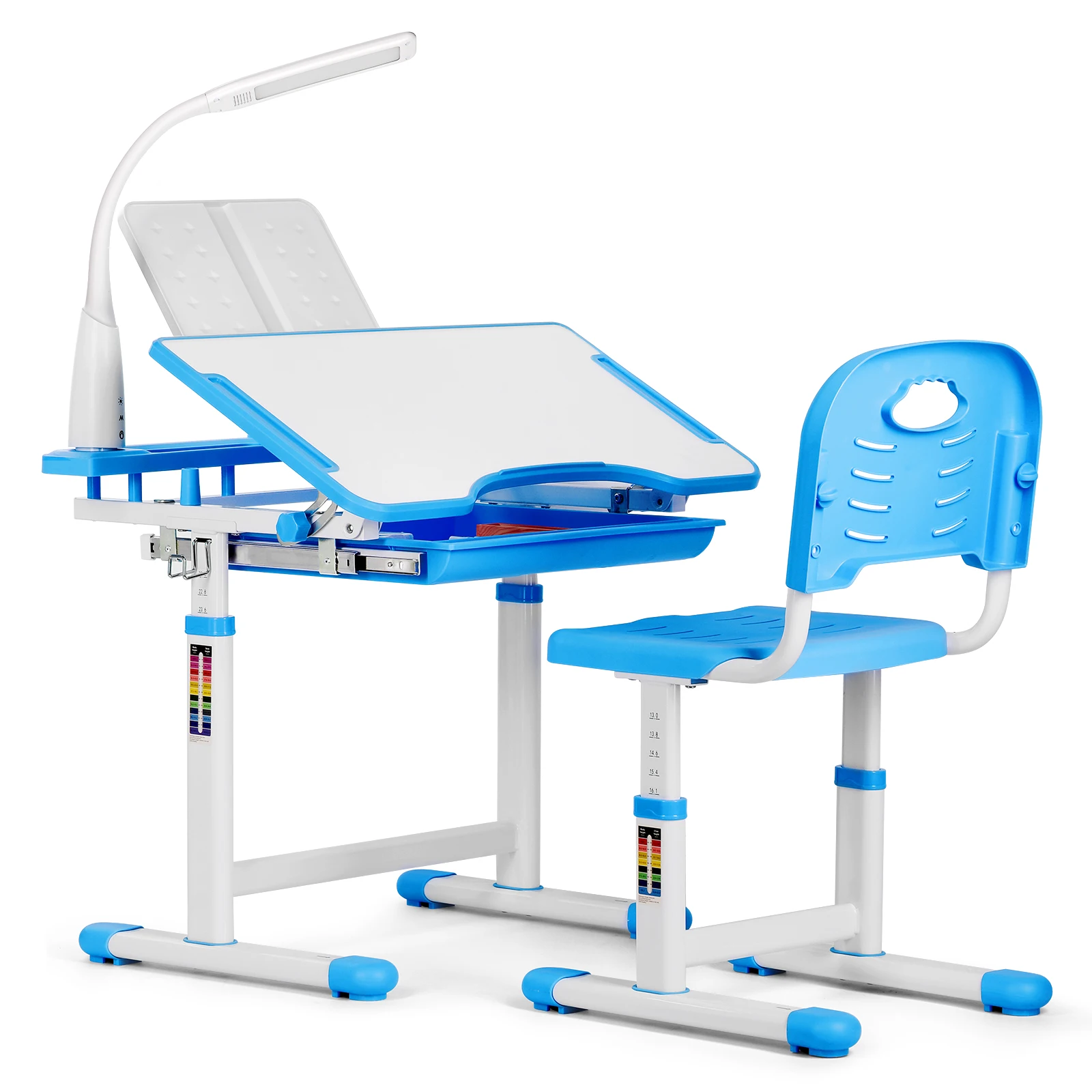Kids Study Desk Chair Set Children Table Tiltable Desktop w/ 3-Speed Adj... - $290.90+