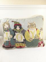Vintage Cats in Snow Joy Needlepoint pillow Christmas decor throw PARIS ... - $104.00