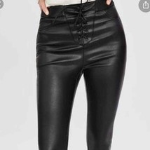 Zara Trafaluc Legging Collection High Rise Lace Up Vegan Leather Pants size M - £38.20 GBP