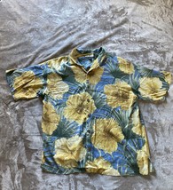Tommy Bahama Hawaiian Shirt Blue Floral Mens XL  Short Sleeve  100% Silk - £18.38 GBP