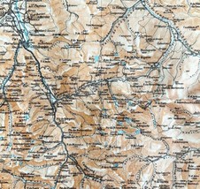 Map Lourdes To Mont Perdu Southern France Rare 1914 Lithograph WW1 Era WHBS - £39.30 GBP