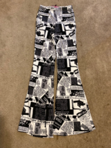 Say Any Things Black &amp; White News Wide Palazzo’s Pants Leggings Size Small - $10.44