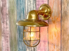 Maritime Salvaged Brass Swan Shade Passageway Bulkhead Wall Mount Light ... - £118.03 GBP