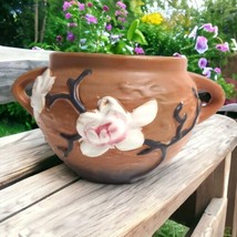 Vintage Roseville Pottery Brown Magnolia 665-4 Jardiniere Vase REPRODUCTION - £18.64 GBP
