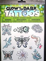 GLOW IN THE DARK 22 Temporary Tattoos Moon Rose 1/2&quot;-2&#39;&#39; Made In USA Sav... - £5.14 GBP