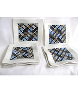 Handmade Colored Porcelain Double 4 Quilt Pattern Plate - £39.97 GBP