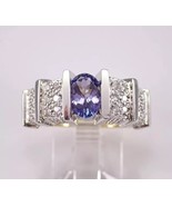 2.2Ct Oval Cut Lab-Created Tanzanite Women&#39;s Band Ring 14K Two Tone Gold... - $195.99
